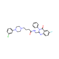 O=C(CCCN1CCN(c2cccc(Cl)c2)CC1)NCc1nc2ccc(F)cc2c(=O)n1-c1ccccc1 ZINC000029123189