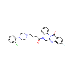 O=C(CCCN1CCN(c2ccccc2Cl)CC1)NCc1nc2cc(F)ccc2c(=O)n1-c1ccccc1 ZINC000029123155