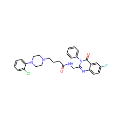 O=C(CCCN1CCN(c2ccccc2Cl)CC1)NCc1nc2ccc(F)cc2c(=O)n1-c1ccccc1 ZINC000029123229