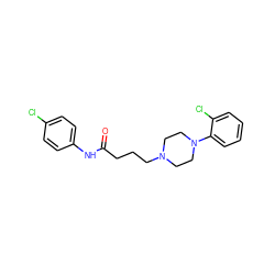 O=C(CCCN1CCN(c2ccccc2Cl)CC1)Nc1ccc(Cl)cc1 ZINC000028646930