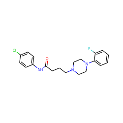 O=C(CCCN1CCN(c2ccccc2F)CC1)Nc1ccc(Cl)cc1 ZINC000028646925