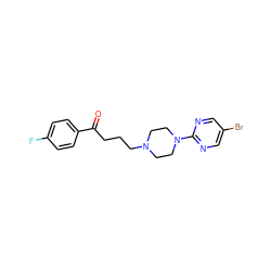 O=C(CCCN1CCN(c2ncc(Br)cn2)CC1)c1ccc(F)cc1 ZINC000013730849