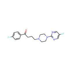 O=C(CCCN1CCN(c2ncc(F)cn2)CC1)c1ccc(F)cc1 ZINC000053218751