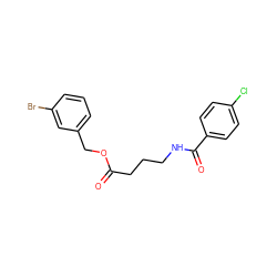 O=C(CCCNC(=O)c1ccc(Cl)cc1)OCc1cccc(Br)c1 ZINC000023080020