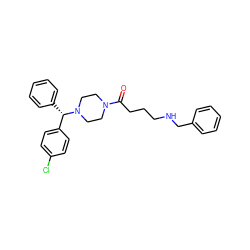 O=C(CCCNCc1ccccc1)N1CCN([C@@H](c2ccccc2)c2ccc(Cl)cc2)CC1 ZINC000058569221