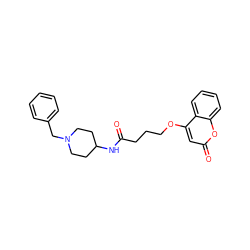 O=C(CCCOc1cc(=O)oc2ccccc12)NC1CCN(Cc2ccccc2)CC1 ZINC000096271528