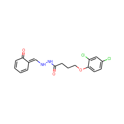 O=C(CCCOc1ccc(Cl)cc1Cl)NN/C=C1\C=CC=CC1=O ZINC000013122825