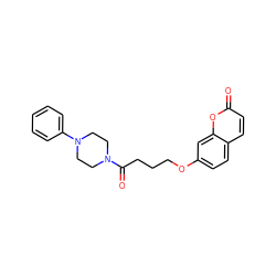 O=C(CCCOc1ccc2ccc(=O)oc2c1)N1CCN(c2ccccc2)CC1 ZINC000169352274