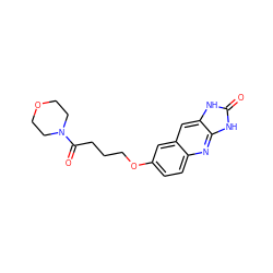 O=C(CCCOc1ccc2nc3[nH]c(=O)[nH]c3cc2c1)N1CCOCC1 ZINC000013725664