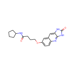 O=C(CCCOc1ccc2nc3[nH]c(=O)[nH]c3cc2c1)NC1CCCC1 ZINC000013725640