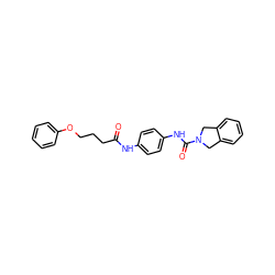 O=C(CCCOc1ccccc1)Nc1ccc(NC(=O)N2Cc3ccccc3C2)cc1 ZINC000166796609