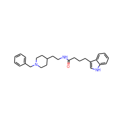 O=C(CCCc1c[nH]c2ccccc12)NCCC1CCN(Cc2ccccc2)CC1 ZINC000136493724