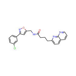 O=C(CCCc1ccc2cccnc2n1)NCc1cc(-c2cccc(Cl)c2)no1 ZINC000095577757