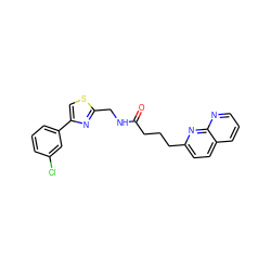 O=C(CCCc1ccc2cccnc2n1)NCc1nc(-c2cccc(Cl)c2)cs1 ZINC000095572434