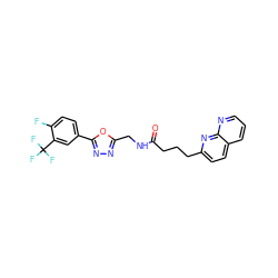 O=C(CCCc1ccc2cccnc2n1)NCc1nnc(-c2ccc(F)c(C(F)(F)F)c2)o1 ZINC000095572536