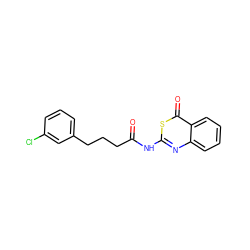 O=C(CCCc1cccc(Cl)c1)Nc1nc2ccccc2c(=O)s1 ZINC000096905823