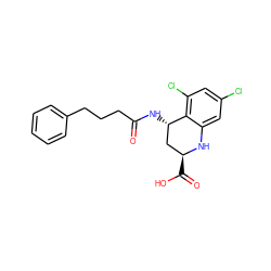 O=C(CCCc1ccccc1)N[C@H]1C[C@H](C(=O)O)Nc2cc(Cl)cc(Cl)c21 ZINC000013455289