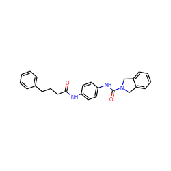 O=C(CCCc1ccccc1)Nc1ccc(NC(=O)N2Cc3ccccc3C2)cc1 ZINC000166621628