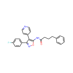 O=C(CCCc1ccccc1)Nc1onc(-c2ccc(F)cc2)c1-c1ccncc1 ZINC000299839683