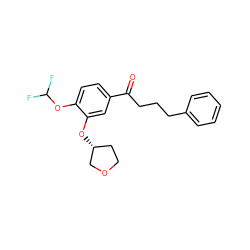 O=C(CCCc1ccccc1)c1ccc(OC(F)F)c(O[C@@H]2CCOC2)c1 ZINC000040864276