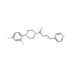 O=C(CCCc1ccncc1)N1CCN(c2ccc(Cl)cc2Cl)CC1 ZINC000064573545