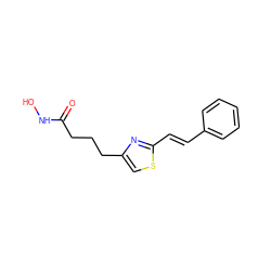 O=C(CCCc1csc(/C=C/c2ccccc2)n1)NO ZINC000653711415