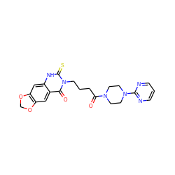 O=C(CCCn1c(=S)[nH]c2cc3c(cc2c1=O)OCO3)N1CCN(c2ncccn2)CC1 ZINC000002975285