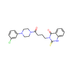 O=C(CCCn1c(=S)[nH]c2ccccc2c1=O)N1CCN(c2cccc(Cl)c2)CC1 ZINC000002972105