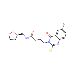 O=C(CCCn1c(S)nc2ccc(Br)cc2c1=O)NC[C@H]1CCCO1 ZINC000002973783