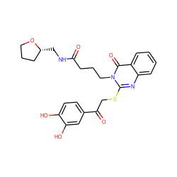 O=C(CCCn1c(SCC(=O)c2ccc(O)c(O)c2)nc2ccccc2c1=O)NC[C@@H]1CCCO1 ZINC000004101526