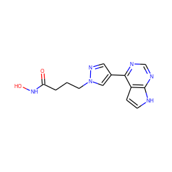 O=C(CCCn1cc(-c2ncnc3[nH]ccc23)cn1)NO ZINC001772571989