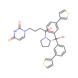 O=C(CCCn1ccc(=O)[nH]c1=O)N1CCC[C@H]1C(O)(c1cccc(-c2ccsc2)c1)c1cccc(-c2ccsc2)c1 ZINC000084653019