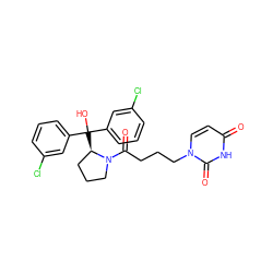 O=C(CCCn1ccc(=O)[nH]c1=O)N1CCC[C@H]1C(O)(c1cccc(Cl)c1)c1cccc(Cl)c1 ZINC000084757676