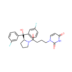 O=C(CCCn1ccc(=O)[nH]c1=O)N1CCC[C@H]1C(O)(c1cccc(F)c1)c1cccc(F)c1 ZINC000084757672