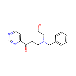 O=C(CCN(CCO)Cc1ccccc1)c1ccncn1 ZINC000045358342