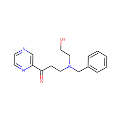 O=C(CCN(CCO)Cc1ccccc1)c1cnccn1 ZINC000045364651