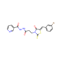 O=C(CCN1C(=O)/C(=C/c2cccc(Br)c2)SC1=S)NNC(=O)c1cccnc1 ZINC000008686422