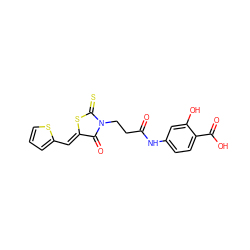 O=C(CCN1C(=O)/C(=C/c2cccs2)SC1=S)Nc1ccc(C(=O)O)c(O)c1 ZINC000002454540