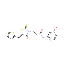 O=C(CCN1C(=O)/C(=C/c2cccs2)SC1=S)Nc1cccc(O)c1 ZINC000001902651