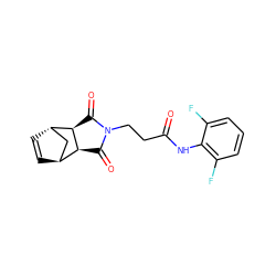 O=C(CCN1C(=O)[C@H]2[C@H]3C=C[C@@H](C3)[C@H]2C1=O)Nc1c(F)cccc1F ZINC000101647976