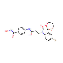 O=C(CCN1C(=O)C2(OCCCO2)c2cc(Br)ccc21)Nc1ccc(C(=O)NO)cc1 ZINC000473101565