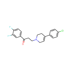 O=C(CCN1CC=C(c2ccc(Cl)cc2)CC1)c1ccc(F)c(F)c1 ZINC000013834234