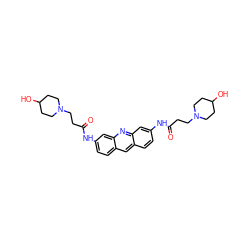 O=C(CCN1CCC(O)CC1)Nc1ccc2cc3ccc(NC(=O)CCN4CCC(O)CC4)cc3nc2c1 ZINC000026487343