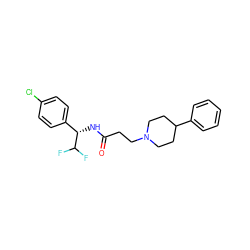 O=C(CCN1CCC(c2ccccc2)CC1)N[C@@H](c1ccc(Cl)cc1)C(F)F ZINC000073224788