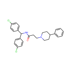 O=C(CCN1CCC(c2ccccc2)CC1)NC(c1ccc(Cl)cc1)c1ccc(Cl)cc1 ZINC000073224992