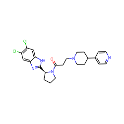 O=C(CCN1CCC(c2ccncc2)CC1)N1CCC[C@H]1c1nc2cc(Cl)c(Cl)cc2[nH]1 ZINC000066102228