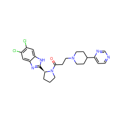 O=C(CCN1CCC(c2ccncn2)CC1)N1CCC[C@H]1c1nc2cc(Cl)c(Cl)cc2[nH]1 ZINC000066102929