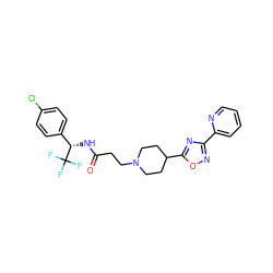 O=C(CCN1CCC(c2nc(-c3ccccn3)no2)CC1)N[C@@H](c1ccc(Cl)cc1)C(F)(F)F ZINC000073222592