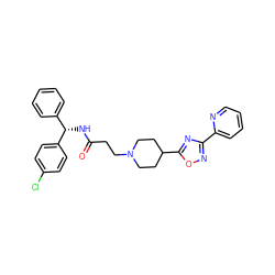 O=C(CCN1CCC(c2nc(-c3ccccn3)no2)CC1)N[C@@H](c1ccccc1)c1ccc(Cl)cc1 ZINC000073224333