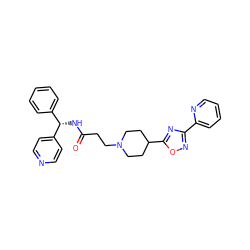 O=C(CCN1CCC(c2nc(-c3ccccn3)no2)CC1)N[C@@H](c1ccccc1)c1ccncc1 ZINC000073224336